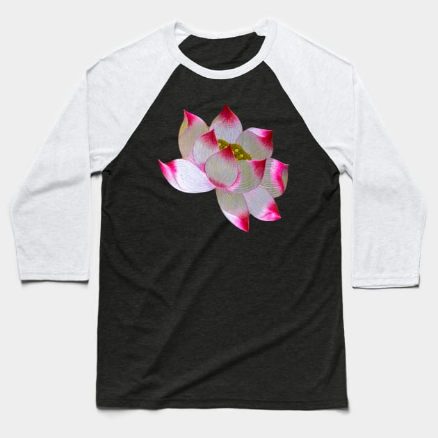 Magnificent Pink Lotus flower embroidery Baseball T-Shirt by dalyndigaital2@gmail.com